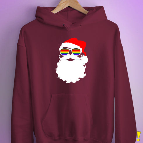Santa’s LGBTQ Philly Pride Flag Shades Hoodie - Maroon